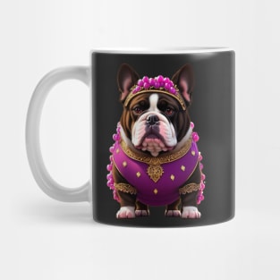 Adorable and Funny Bulldog in Purple Grape Costume Mug